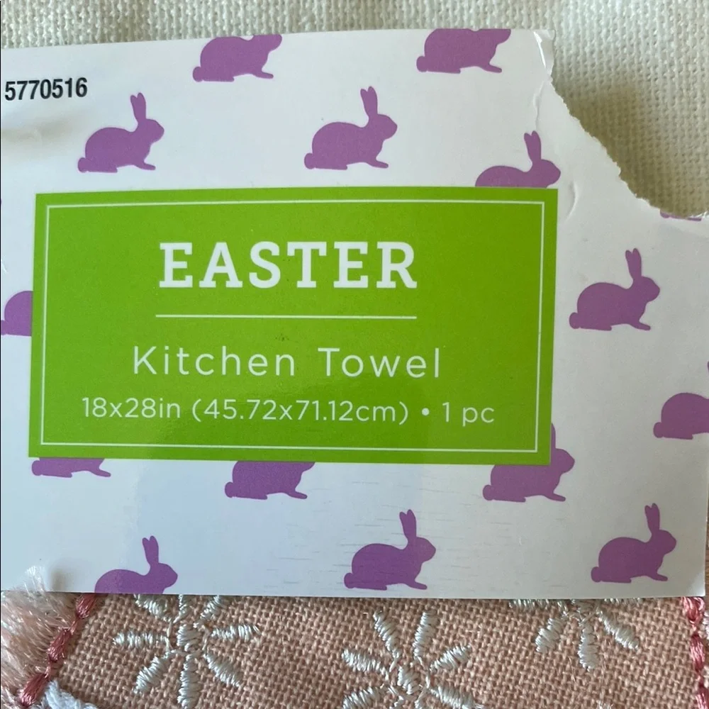 NWT Easter Egg Embroidered Tea Towel, faux flowers and ornament - Picture 3 of 9